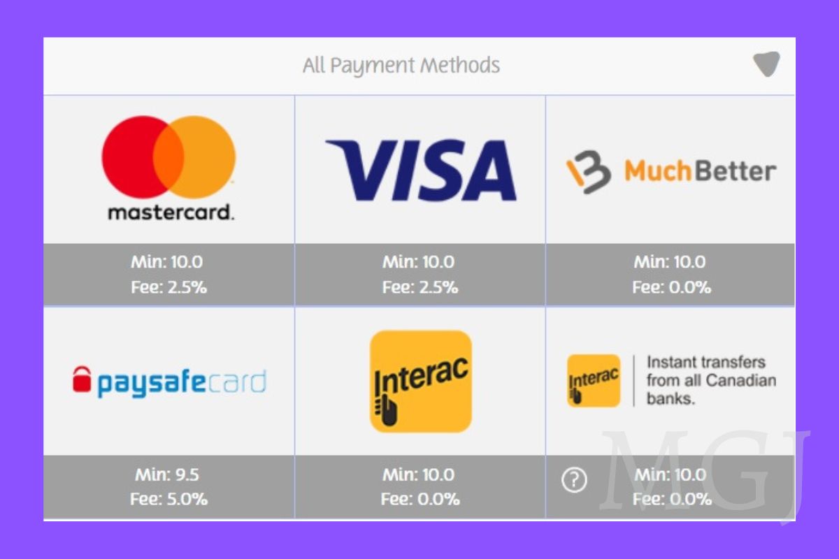 Paysafecard Casino Payment - Screenshot of PlayOJO Ontario Deposit Methods - MGJ
