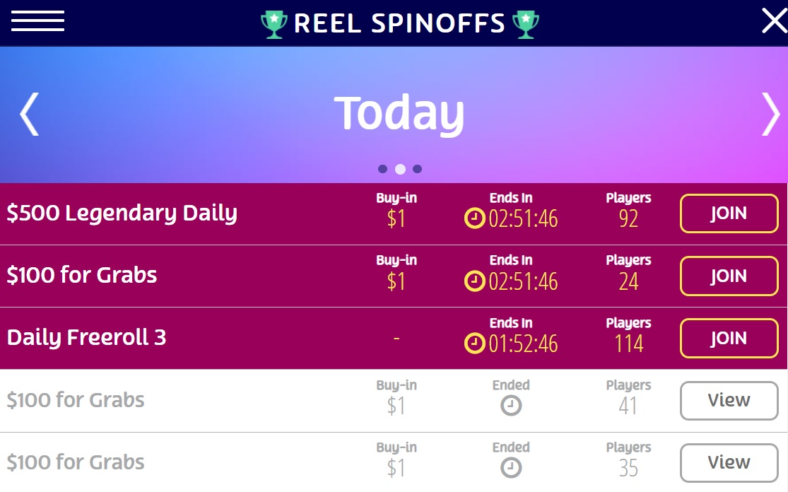 Casino bonuses - screenshot of PlayOJO Reel Spinoffs - MGJ