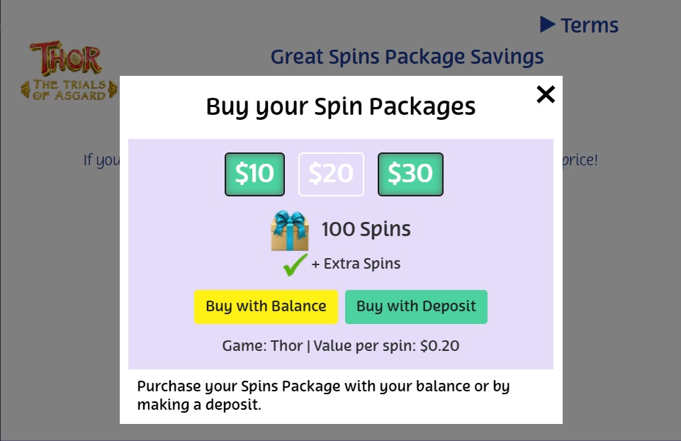 Casino bonuses - screenshot of PlayOJO Spins Package - MGJ