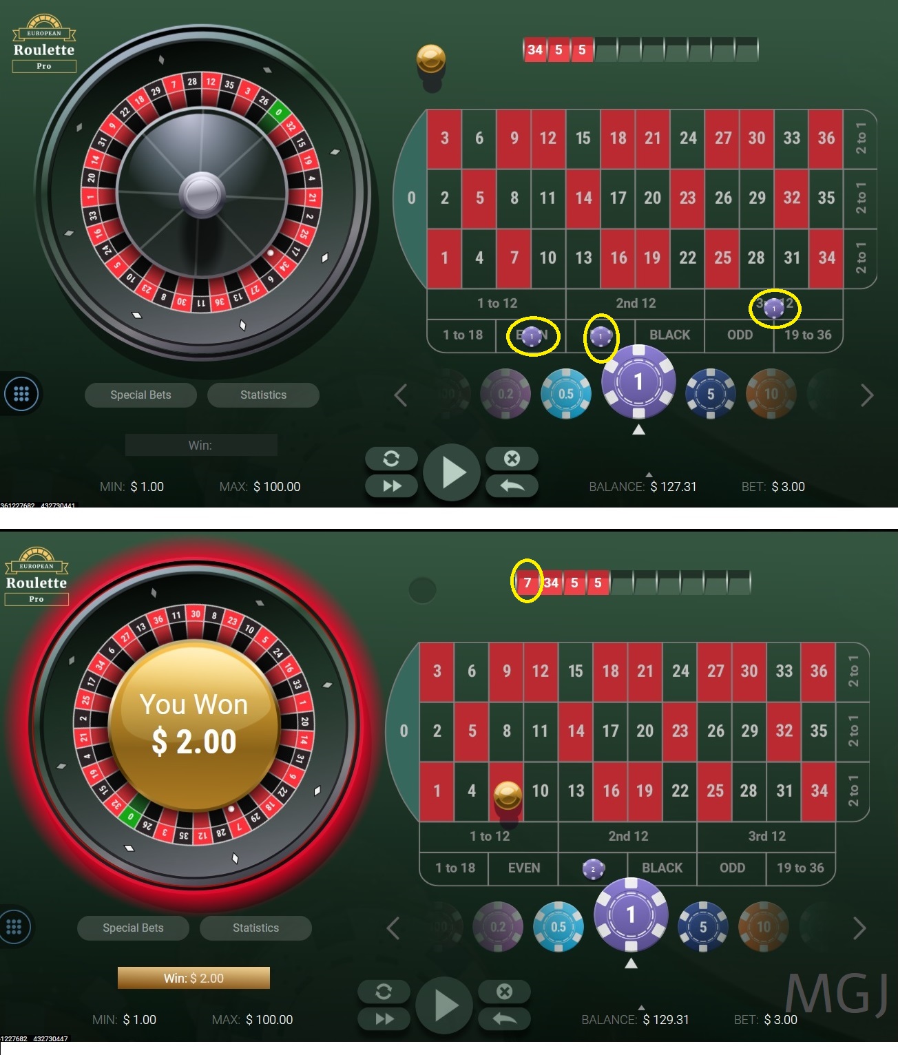 Online Roulette - European Roulette Pro - GVG - Screenshot - Bet Four - MGJ