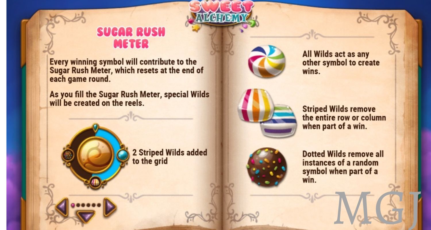 Sweet Alchemy - Play'n GO - Screenshot of Sugar Rush Meter & Wilds - MGJ