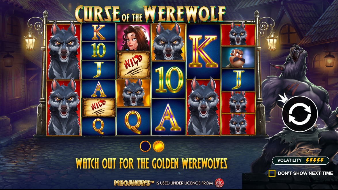 casino games - Curse of the Werewolf Megaways slot screenshot - Pragmatic Play - MGJ