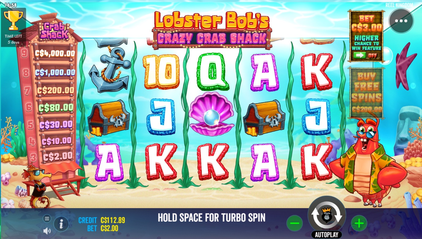 Lobster Bob's Crazy Crab Shack - Screenshot of base game - Pragmatic Play MGJ