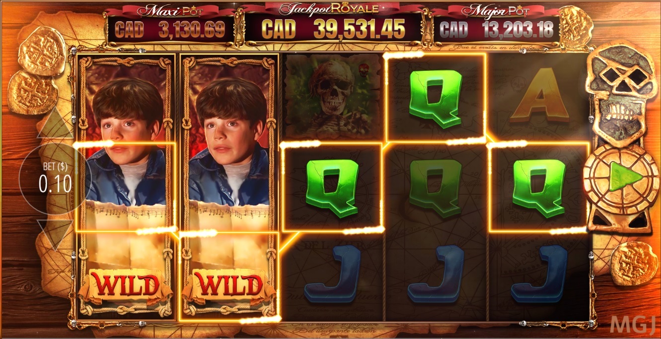 Screenshot of the Goonies Jackpot Royale slot - Mikey's Hidden Treasure - Blueprint Gaming - MGJ