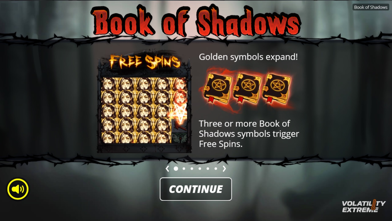 Online casino games - Screenshot of Book of Shadows online slot - No Limit - MGJ