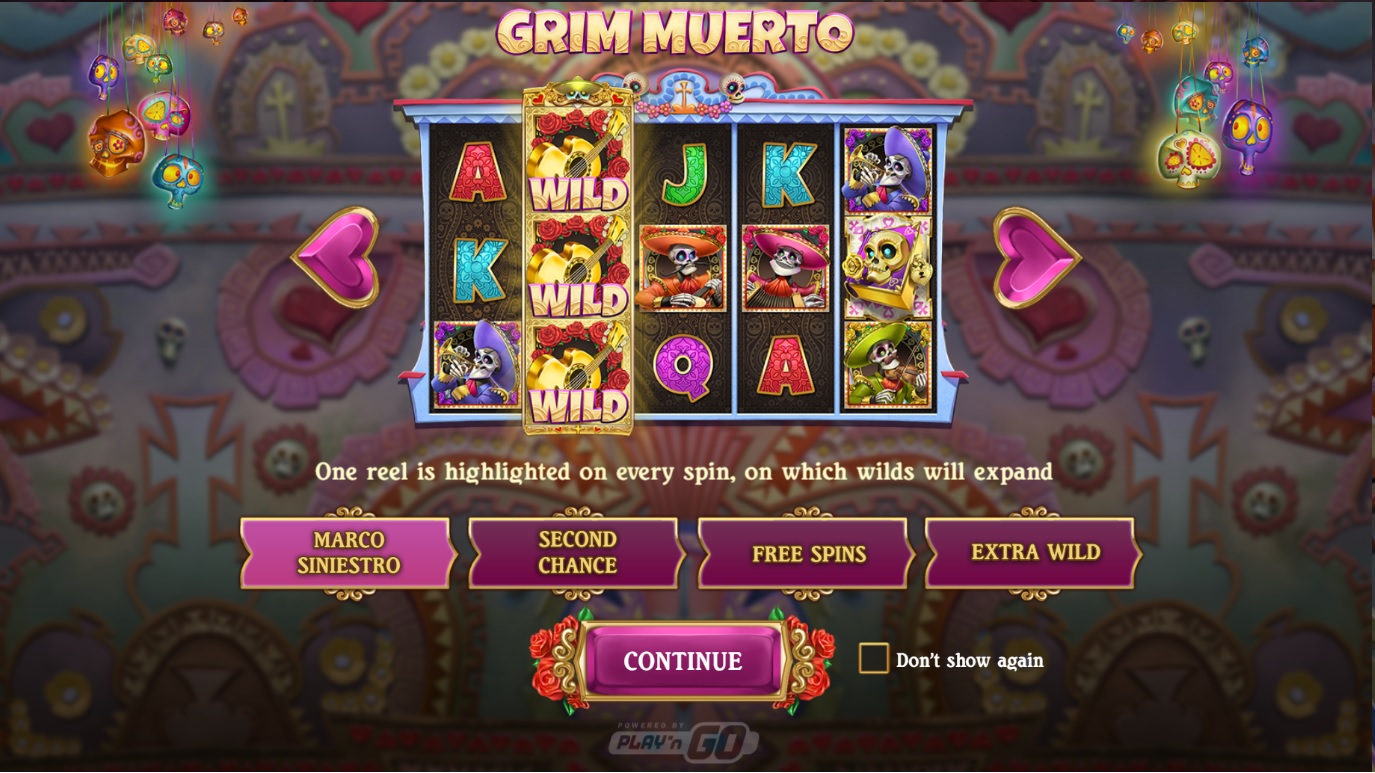 Online casino games - Screenshot of Grim Muerto online slot - Play'n GO - MGJ