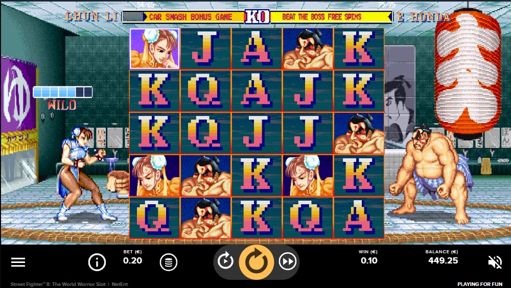 Video game slots - Screenshot of NetEnt's Street Fighter II The World of Warriors - Image 2 - MGJ