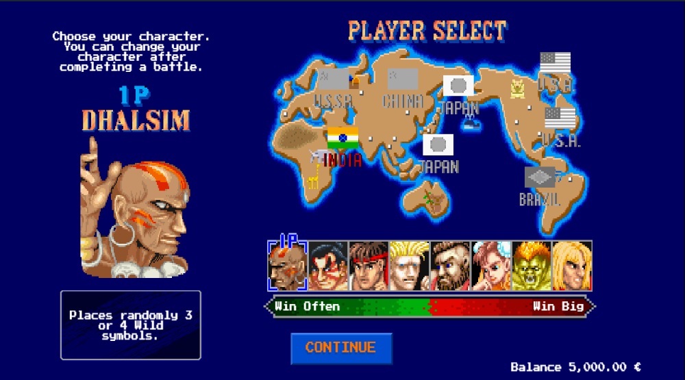 Video game slots - Screenshot of NetEnt's Street Fighter II The World of Warriors - MGJ