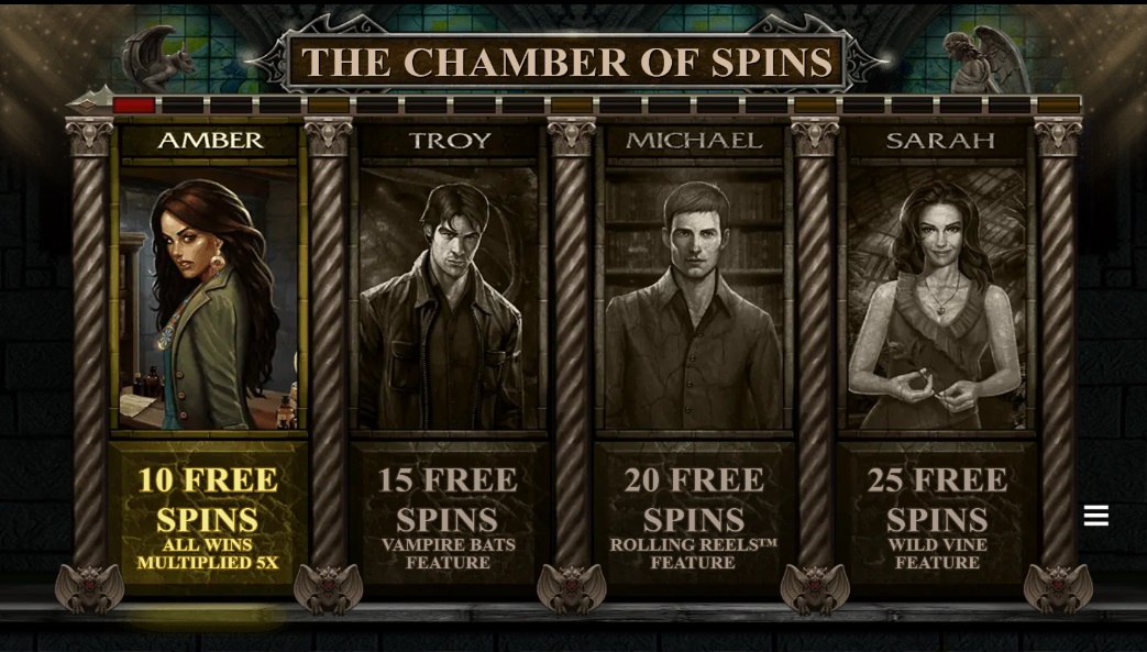 Love themed slots - Screenshot of Immortal Romance - Chamber of Spins feature - Games Global - MGJ