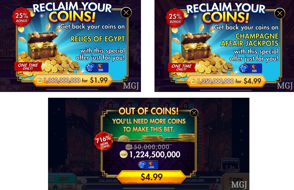 Screenshot of Zynga's Black Diamond Casino - Buy Coins Ads - MGJ
