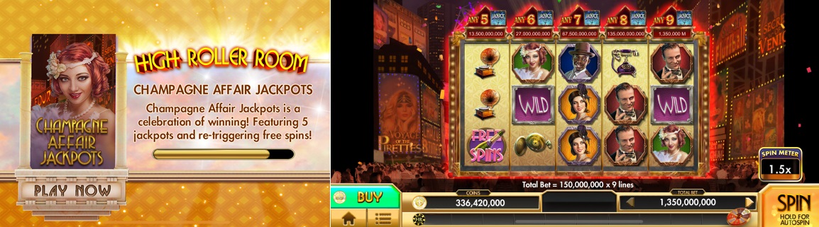 Screenshot of Zynga's Black Diamond Casino - Champagne Affair Jackpots Game - MGJ