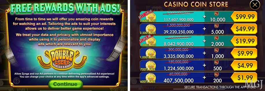 Screenshot of Zynga's Black Diamond Casino - Coins for Ad Watching & Coin Store - MGJ