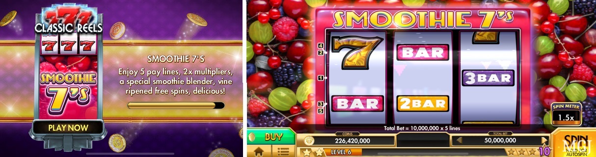 Screenshot of Zynga's Black Diamond Casino - Smoothies 7s Game - MGJ