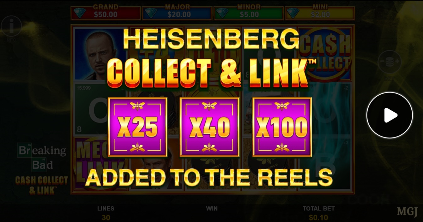 Breaking Bad Cash Collect & Link Screenshot - Playtech Origins - Heisenberg Cash & Link Feature - MGJ