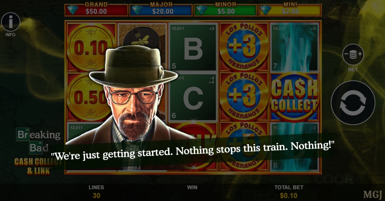 Breaking Bad Cash Collect & Link Screenshot - Playtech Origins Walter White Quote - MGJ