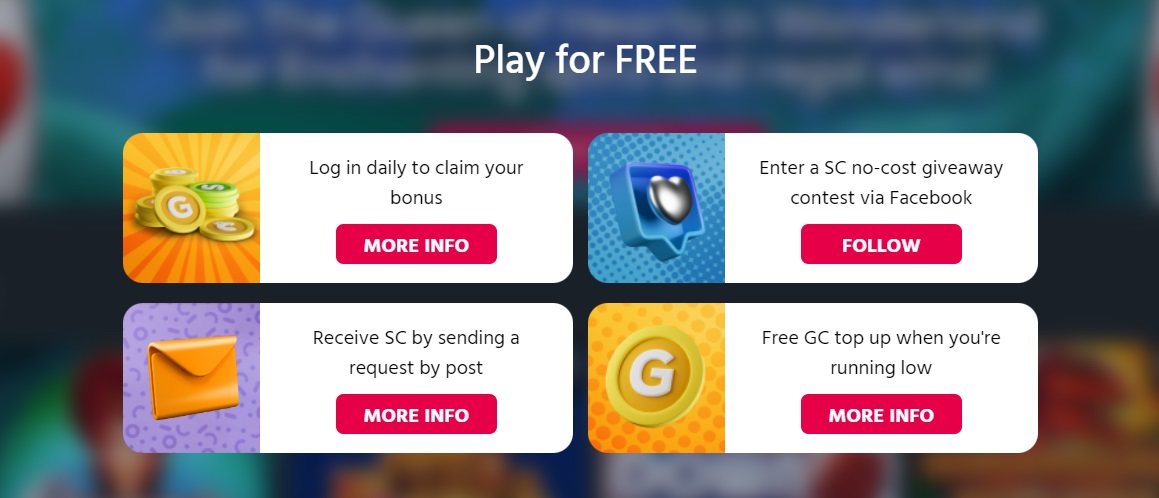 Screenshot of Free Play Options at Chumba Casino - MGJ