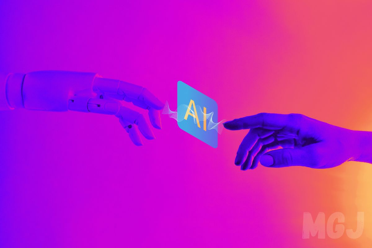 AI and Gambling - Human hand reaching out to robot hand