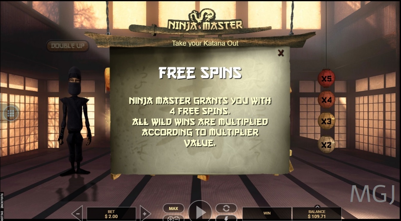 Screenshot of Ninja Master Free Spins Feature - GVG - MGJ