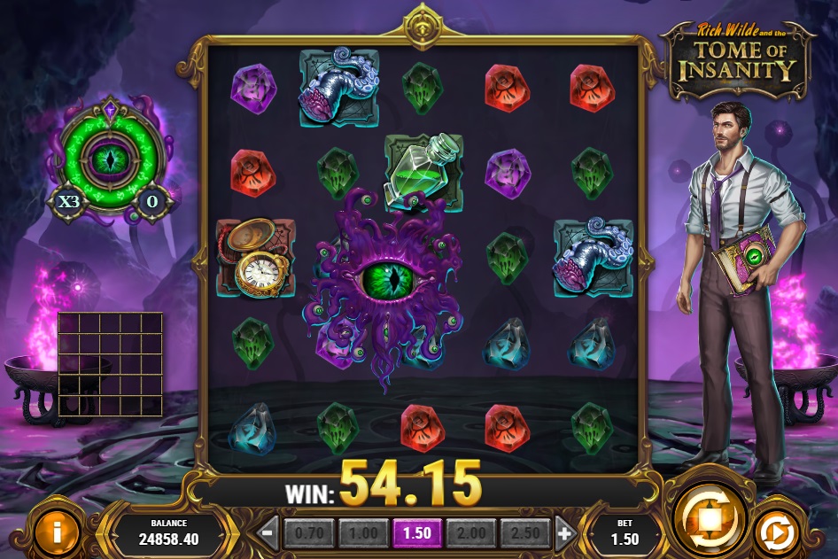 Rich Wild and the Tome of Insanity Slot Screenshot - Play'n GO - Free Spins Yog-Sothoth Wild - MGJ