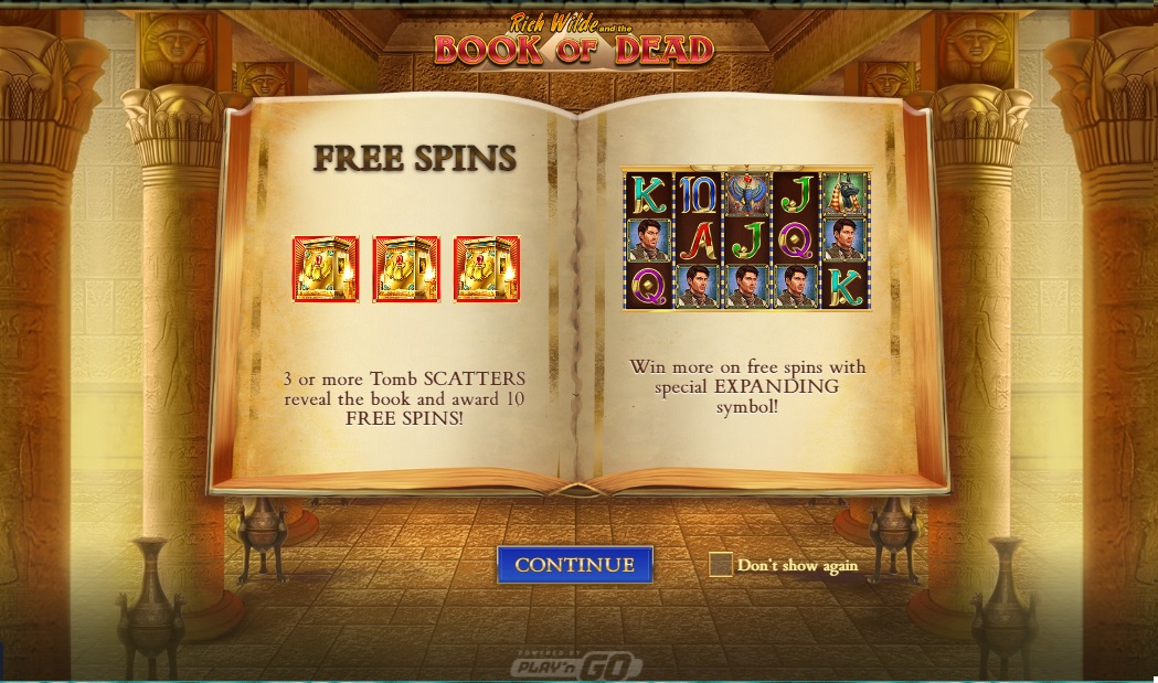 Free Spins slots feature - Screenshot of Book of Dead Slot - Play'n Go - MGJ