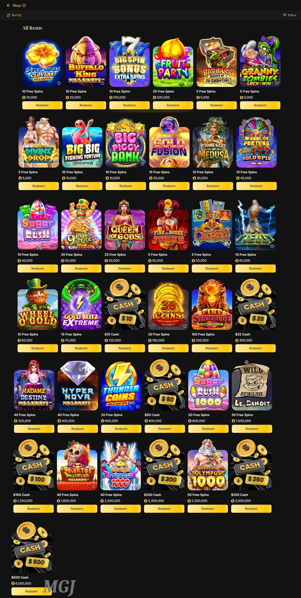 Betty Casino Shop Screenshot - MGJ