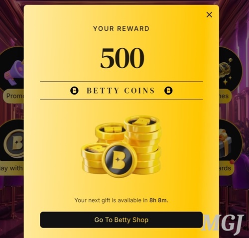 Betty Casino Daily Gift Betty Coins Screenshot - MGJ