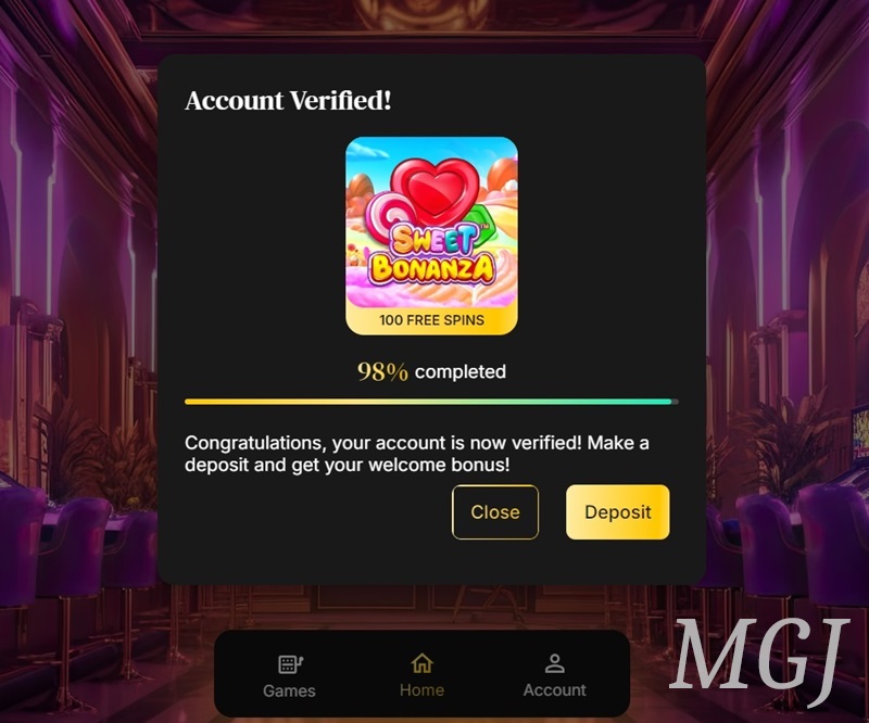 Betty Casino Account Verified Screenshot - MGJ