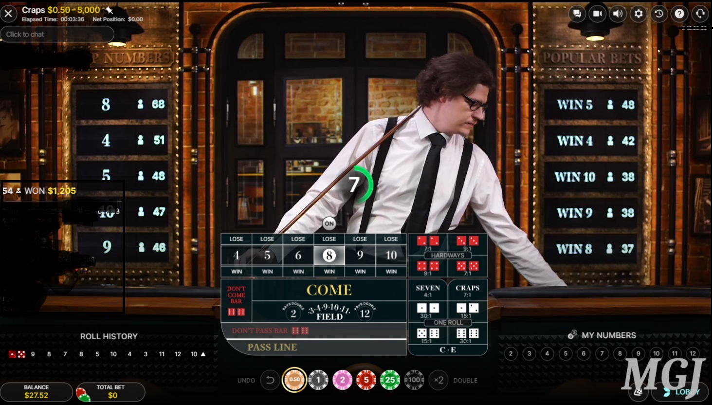 Live Craps Screenshot - Full Mode - Evolution - MGJ