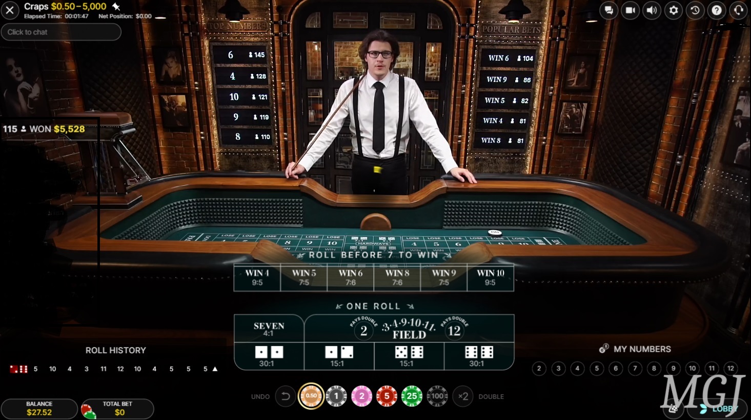 Live Craps Screenshot - Easy Mode - Evolution - MGJ