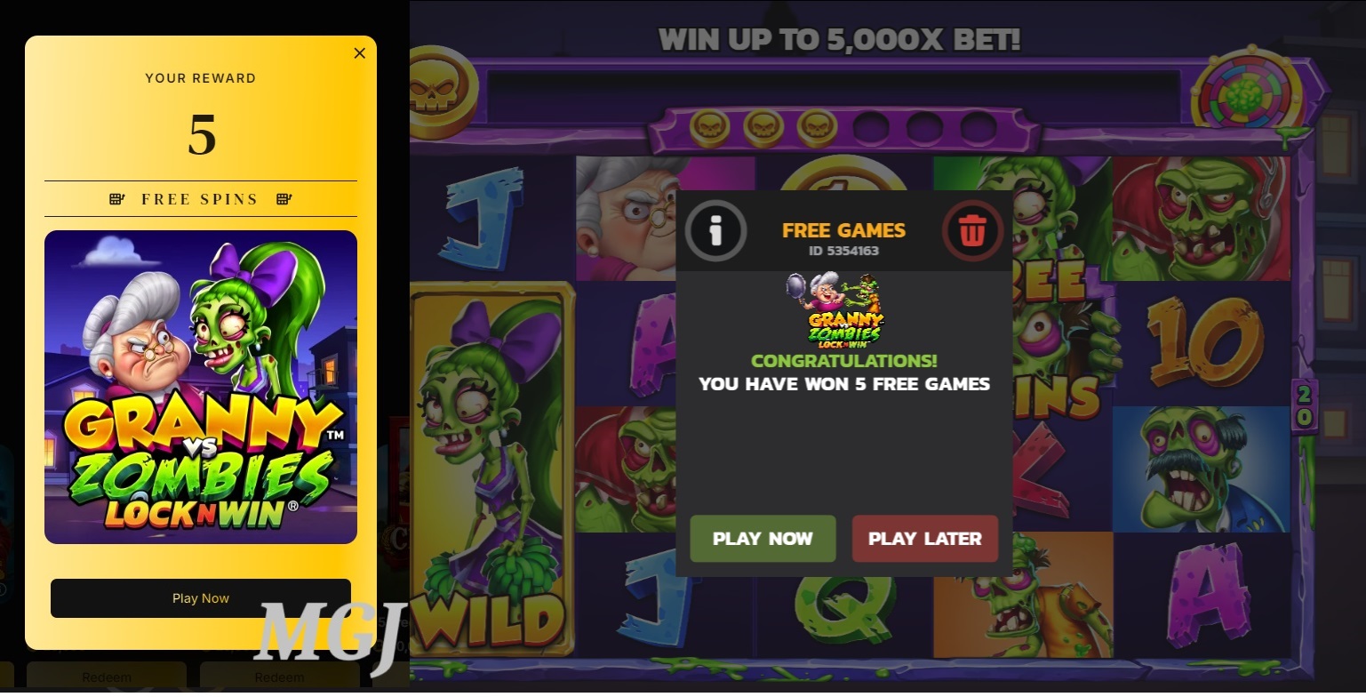 Betty Coins Free Spins Redemption - Screenshot of Granny Vs Zombies Lock N Wins - Games Global - Betty Casino - MGJ