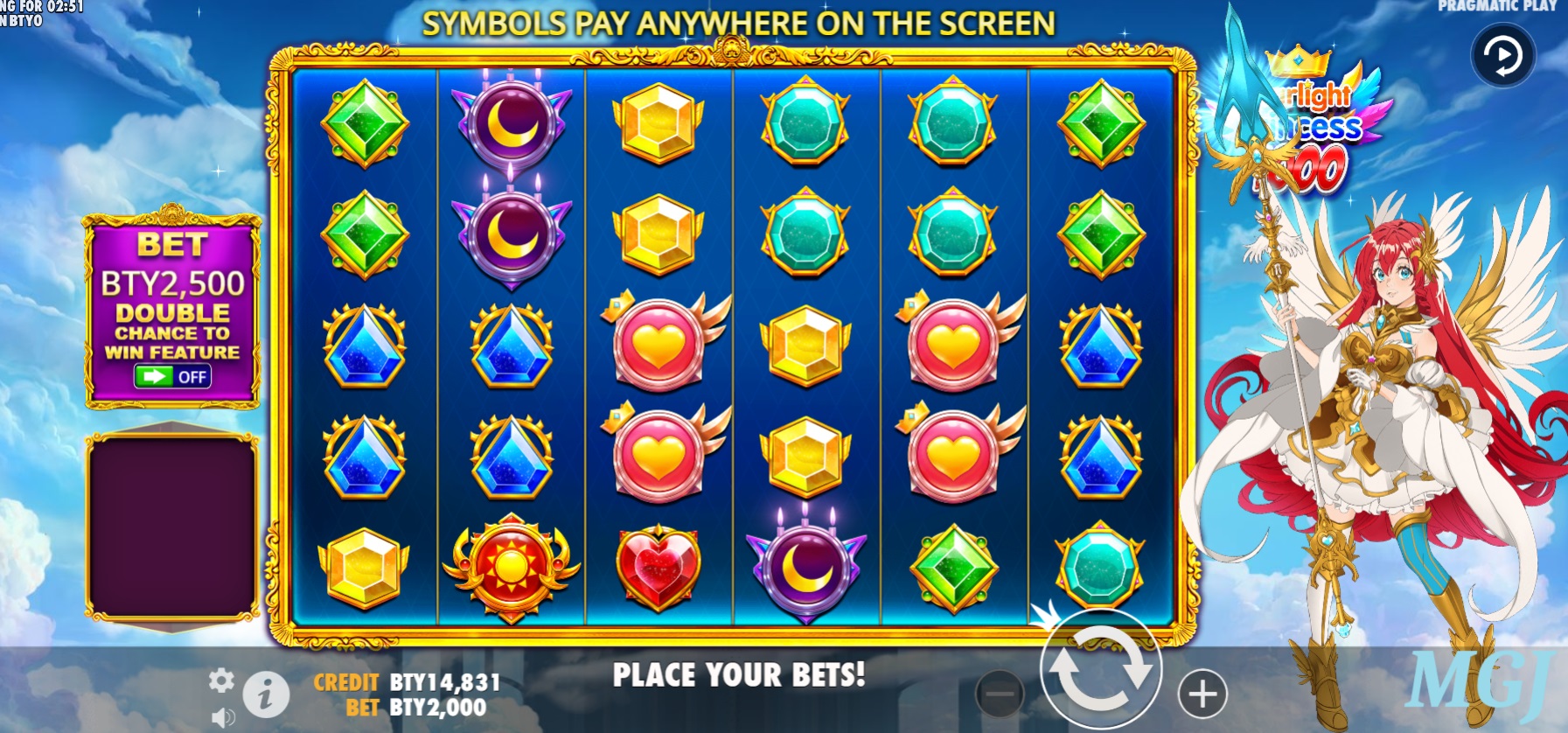 Betty Coins Game - Screenshot of Starlight Princess 1000 Slot - Base Game Screenshot - Pragmatic Play - Betty Casino