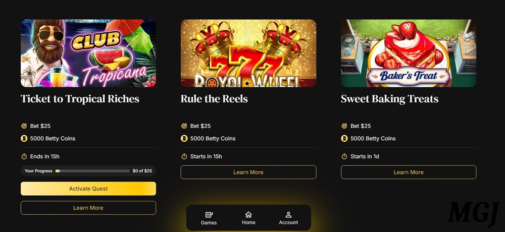 Betty Coins - Screenshot of Betty Casino Quests - MGJ