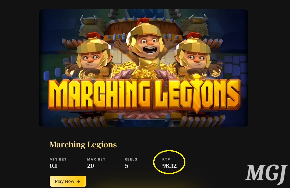 Relax Gaming's Marching Legions Slot - Screenshot from Betty Casino - MGJ