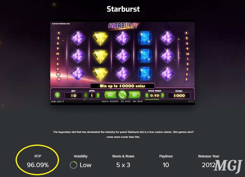 Starburst Slot Screenshot - NetEnt - MGJ