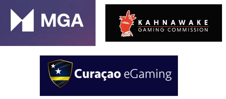 Malta Gaming Authority - Kahnawake Gaming Commission - Curacao eGaming logos - MGJ