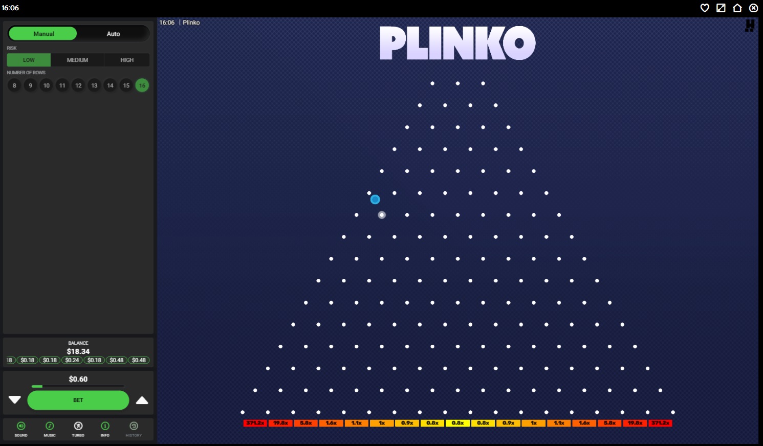 Online Plinko - Screenshot of Plinko Dare2Win by Hacksaw Gaming - MGJ