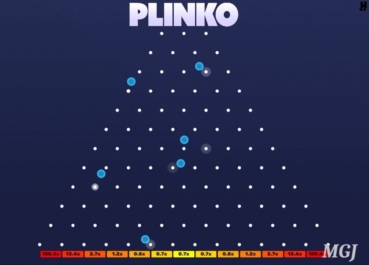 Screenshot of Multiple Balls in Play on Game Grid - Plinko Dare2Win by Hacksaw Gaming - MGJ